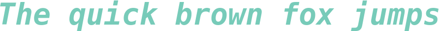 'The quick brown fox jumps' typeset using DejaVu-Sans-Mono-Bold-Oblique