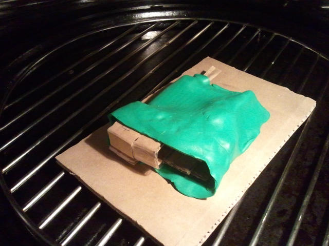 Cardboard with Fimo clay around it front